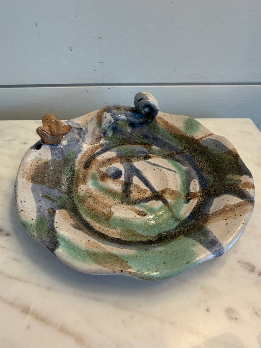 Studio Pottery Dish with Mouse on Ledge